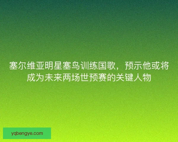 塞尔维亚明星塞鸟训练国歌，预示他或将成为未来两场世预赛的关键人物