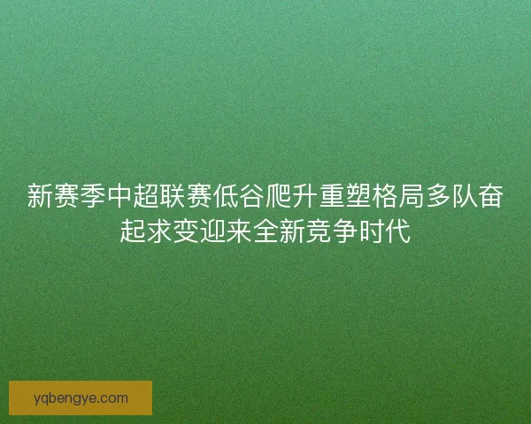 新赛季中超联赛低谷爬升重塑格局多队奋起求变迎来全新竞争时代