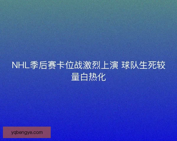 NHL季后赛卡位战激烈上演 球队生死较量白热化