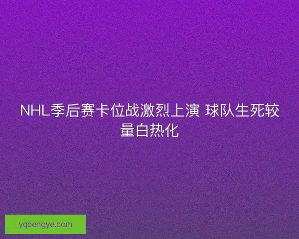 NHL季后赛卡位战激烈上演 球队生死较量白热化 NHL季后赛卡位战激烈上演 球队生死较量白热化