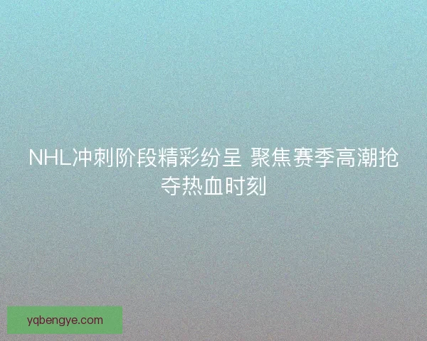 NHL冲刺阶段精彩纷呈 聚焦赛季高潮抢夺热血时刻