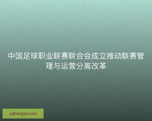 中国足球职业联赛联合会成立推动联赛管理与运营分离改革 中国足球职业联赛联合会成立推动联赛管理与运营分离改革